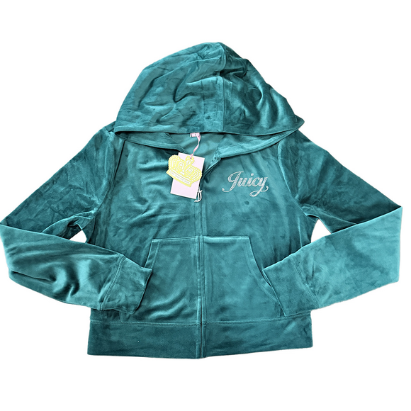 New Juicy Couture green velour tracksuit set Hoodie zip up bottom viral green - Picture 4 of 8